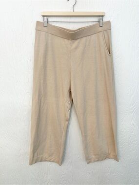 EMPROVED Wide Leg Crop Knit Pants Beige XL LoungeRelaxed Elevated Basic Quality